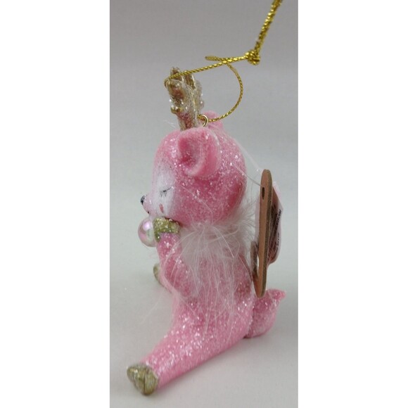 Pink Girl Reindeer Christmas Sassy Bubble Ornament Feathers Blushing Decor Gold - Picture 7 of 16